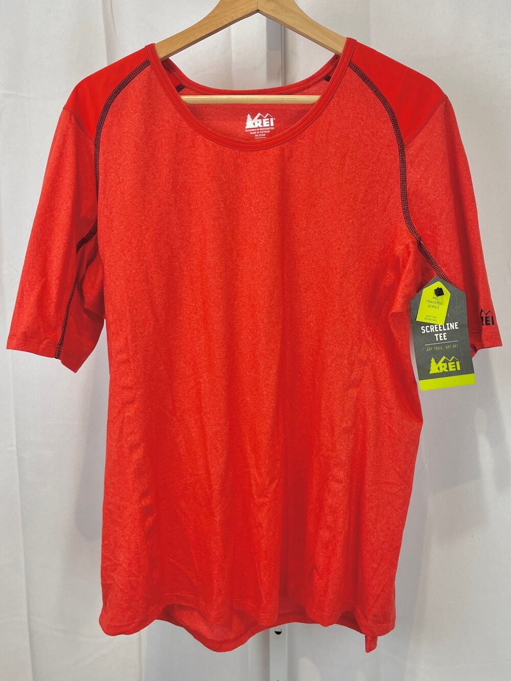 NWT REI Screeline Tee Short Sleeve Crew Neck T Shirt Lava Orange Size XL